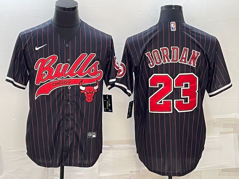 Men Chicago Bulls #23 Jordan Black Stripe 2022 Nike Co branded NBA Jerseys